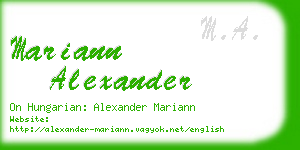 mariann alexander business card